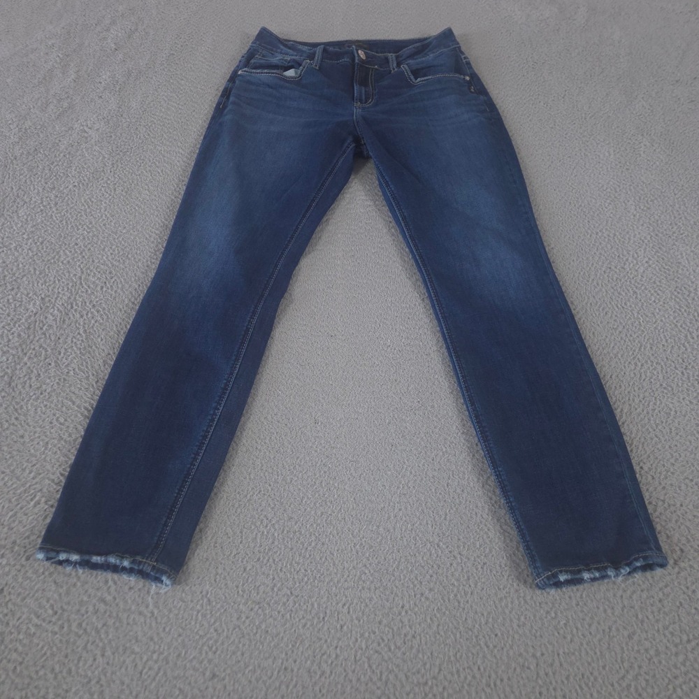 Silver Jeans Co Jeans Womens 30 Blue Boyfriend Straight Leg Distressed Raw Hem